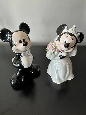 Disney World Mickey Minnie Bride Groom Wedding Salt Pepper Shakers • $19.99