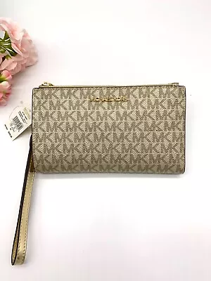 Michael Kors Signature Jet Set Double Zip Wallet Wristlets NWT • $59