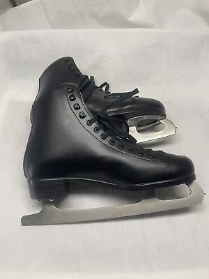 Riedell 110B Opal Black Ice Skates Men’s Stainless Steel Spiral Blade Size 11 • $48.99