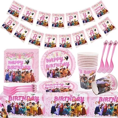 Themed Encanto Birthday Party Tableware Banner Plates Napkins Cups Tablecover • £8.19