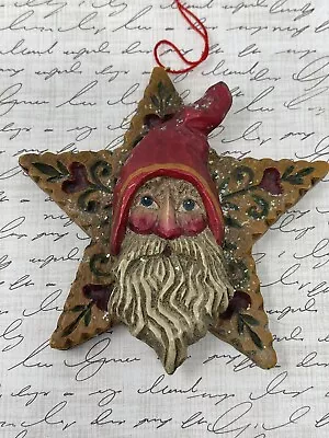 Pam Schifferl Midwest Cannon Falls Santa Star Folk Art Floral Christmas Ornament • $14.99