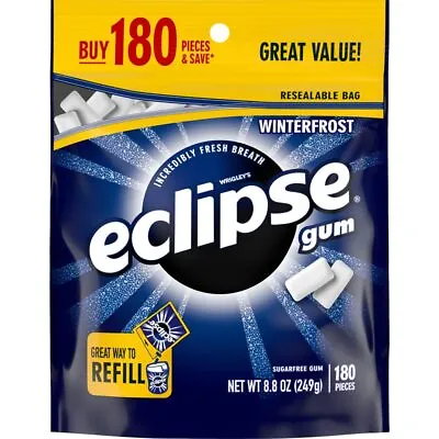 ECLIPSE Winterfrost Sugar Free Chewing Gum Refill Pouch 8.8 Ounce (180 Pieces) • $13.19