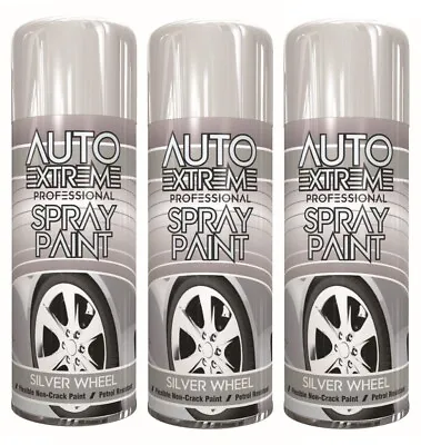 £13.95 • Buy 3x Auto Extreme Silver Wheel Gloss Aerosol Spray Paint Can Car Bike Auto 400ml