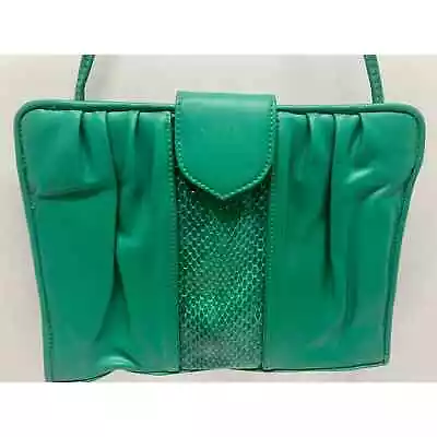 Vintage 80's Dynasty By Ronay Genuine Snake Trim Green Shoulder Bag • $20
