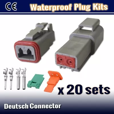 20 X Deutsch DT 2 Way Pin Male Female Waterproof Kit Electrical Connector Plug • $32.95