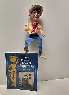 Vintage Cozumel Mexican Marionette Folk Art String Puppet & 1978 Puppetry Book • $30