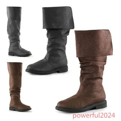 Men's Robin Hood Boots Knee High Renaissance Knight Pirate Warrior Shoes Party • $51.51