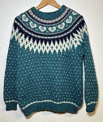 Vintage The Woolrich Woman Size M | Classic Fair Isle Nordic Wool Blend Sweater • $35