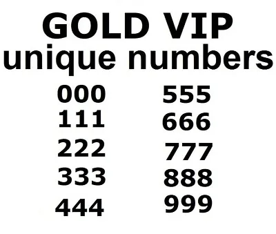 Gold VIP Easy To Remember Mobile Phone Numbers • £10
