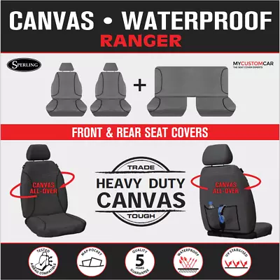 Ford Ranger PX XL XLT Super Cab 2011-2022 TRADIES Grey Heavy Canvas Seat Covers • $309