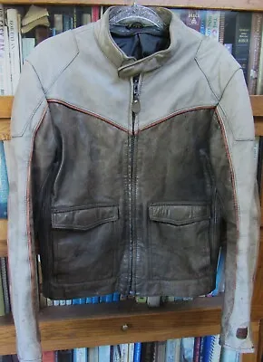 Vtg Rex Marsee Tour Lion Leather Moto Scooter Jacket Size 44 Faded Road Worn Mod • $39.99