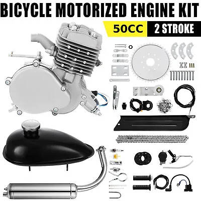Full Set 50cc 2 Stroke Gas Bike Engine Motor Kit DIY Motorized Bicycle Silver • $88.95