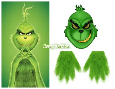 SN-A2-5 Dr Seuss' The Grinch Latex Mask Hairy Gloves Costume Party Props • $11.95