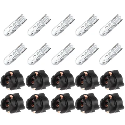 10x T5 17 73 74 Halogen Bulbs Instrument Panel Dash Light W/ Twist Socket White • $8.54