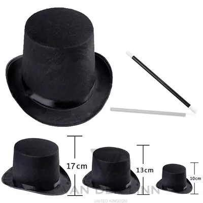 £5.51 • Buy Black Top Hat 3 Sizes Kid Adult Fancy Dress Magician Mad Hatter Victorian