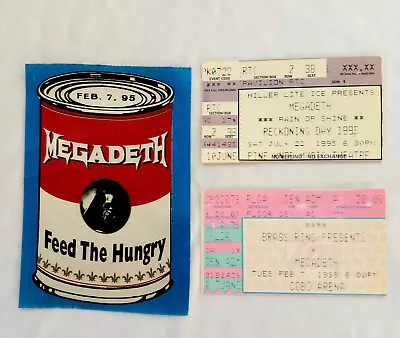 Megadeth Concert Ticket Stub Lot With Cambell Soup Promo Sticker Feed The Hungry • $6