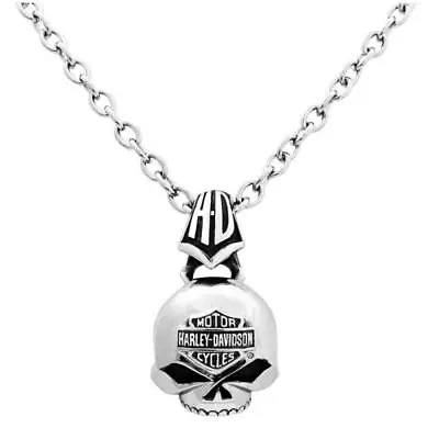 Harley-Davidson Men's Steel Skull Bar & Shield Necklace HSN0003/22 • $79.95