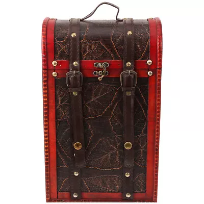  Retro Wood Red Wine Box Packing Case Wrapping Vintage World Map • £48.39