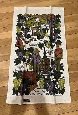 Vintage Kay Dee Linen Tea Towel From The Vineyards NWT Grapes And Wine • $12