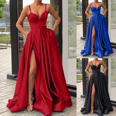 $50.96 • Buy Dresses For Juniors And Teens Women Fashion Solid Strap V Neck Satin Sleeveless