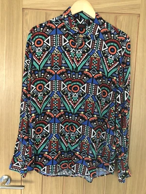 £22 • Buy Devil’s Advocate Shirt Slim Fit Men’s Medium Jazzy Aztec 80’s/90’s Print