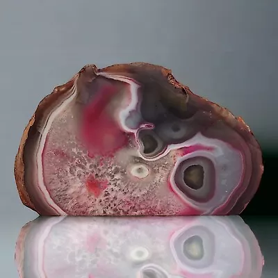 Agate Geode Mineral Specimen Cut Polished & Dyed Pink Slab Desk Bookend 12Oz 4 + • $23.19