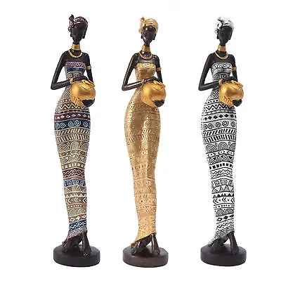 African Lady Figurine Resin Tribal Lady Statue Collectible Art Tabletop Ornament • $61.37
