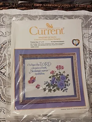 New Vintage Current Windows Of Faith Cross Stitch Kit Flowers • $5