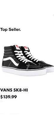 Vans Shoes SKATE Sk8-Hi Black White Unisex Men Size Us 5.5 Women Size Us 7 • $72