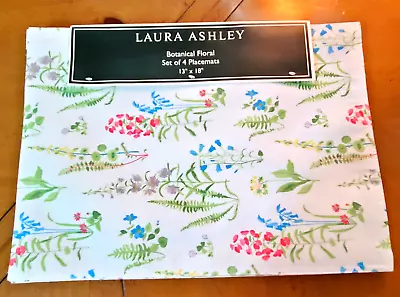 Laura Ashley Botanical Floral Fabric Placemats Set Of 4 13  X 18  Spring Easter • £18.77