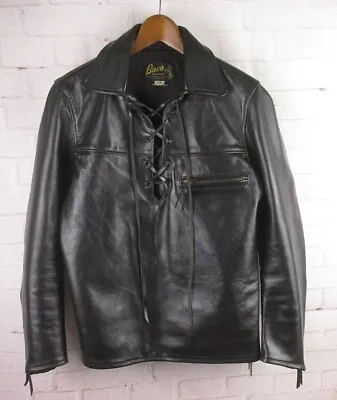 Vintage The Real Mccoys Buco Leather Lace-Up Jacket Outer Mens Size 34 Black • $1199