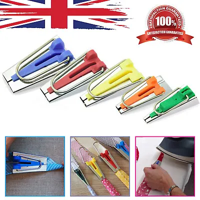 Fabric Bias Tape Maker Binding Quilting Sewing Tool 5pcs Set For Clothing Crafts • £11.69