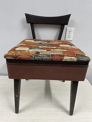Vintage Mid Century Modern  Sewing Machine Stool Chair Seat Storage Box NICE • $69