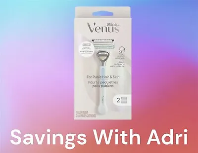 Gillette Venus 1 Razor 2 Cartridges For Pubic Hair & Skin • $13.99