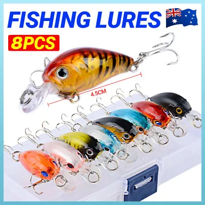 8X Fishing Lures Bream Bass Trout Redfin Perch Cod Flathead Whiting Tackle 4.5cm • $12.73