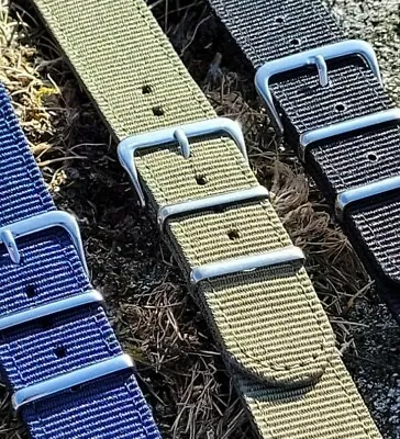 Canvas Fabric Watch Strap Bands In 18mm 20mm Green Blue Black Military Style • £19.95