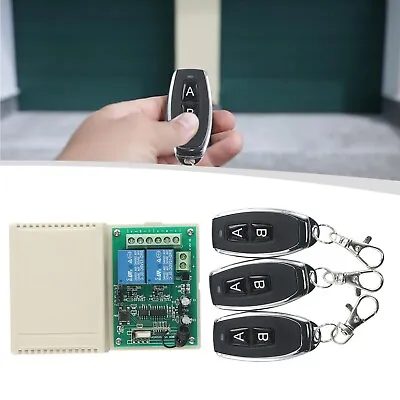 2 CH Garage Door Remote Control Relay Wireless Transmitter + Receiver Kit • £21.76