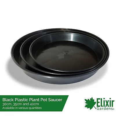 £5.29 • Buy Round Black Plastic Plant Pot Saucers Water Tray Base | 30cm, 35cm & 40cm