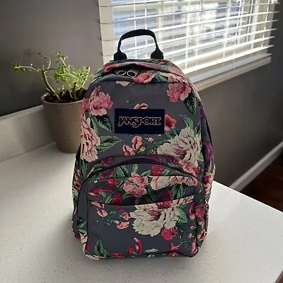 JANSPORT Gray With FLORAL Print HALF PINT MINI Backpack • £40.49