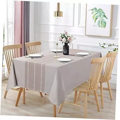  100% Waterproof Rectangle PVC Tablecloth Vinyl Table 52X70in Coffee Line • $16.42