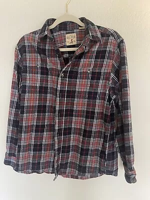 Red Head Flannel Shirt Mens Medium Button Up Plaid Lumberjack Long Sleeve • $14.99