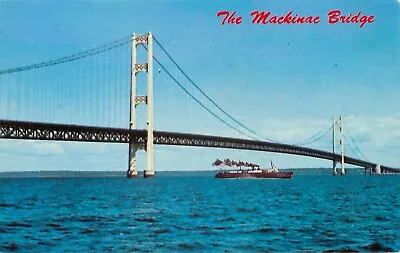 Mackinac Straits Bridge Vintage 1959 Unposted Postcard • $4.89