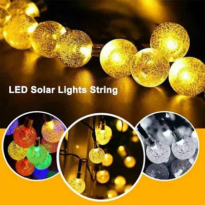 LED String Lights SOLAR POWERED Retro Bulb Garden Fairy Ball Hangin Outdoor Lamp • £7.99