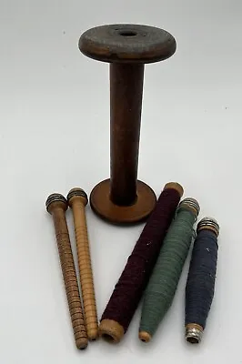 Antique Spools Spinning Weaving Industrial Bobbins Quills Primitive Decor • $19.99