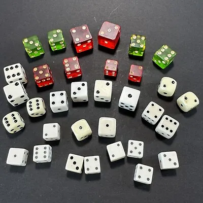 Vintage Dice Mixed Lot Of 33 Dice White Cherry Red Green Apple D6 • $24.99