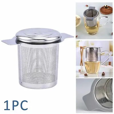 $7.20 • Buy Stainless Steel Mesh Tea Infuser Metal Cup Strainers Loose Leaf Filter With Lid