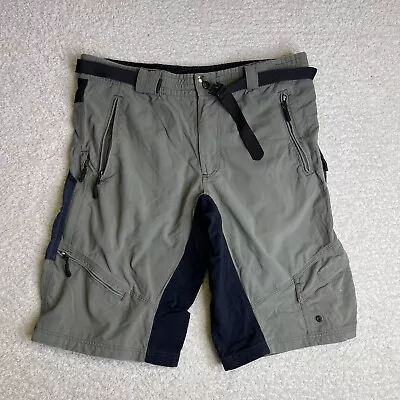 EnduraShorts Mens Large MTB Cycling Cargo Nylon Ripstop Y2K Belted Gray Skate • $28.88