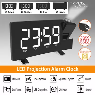 $39.39 • Buy LED Digital Smart Alarm Clock Projection Time Projector LCD Display FM Radio AU