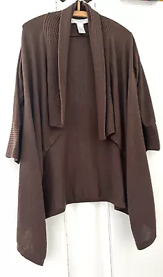£8.99 • Buy Edina Ronay.  Mid Brown Linen/cotton Knit Waterfall 3/4 Sleeve Cardigan. Size M