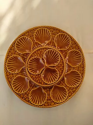 Vintage French Majolica Oyster Serving Platter By Longchamp C.1960 • $52.37